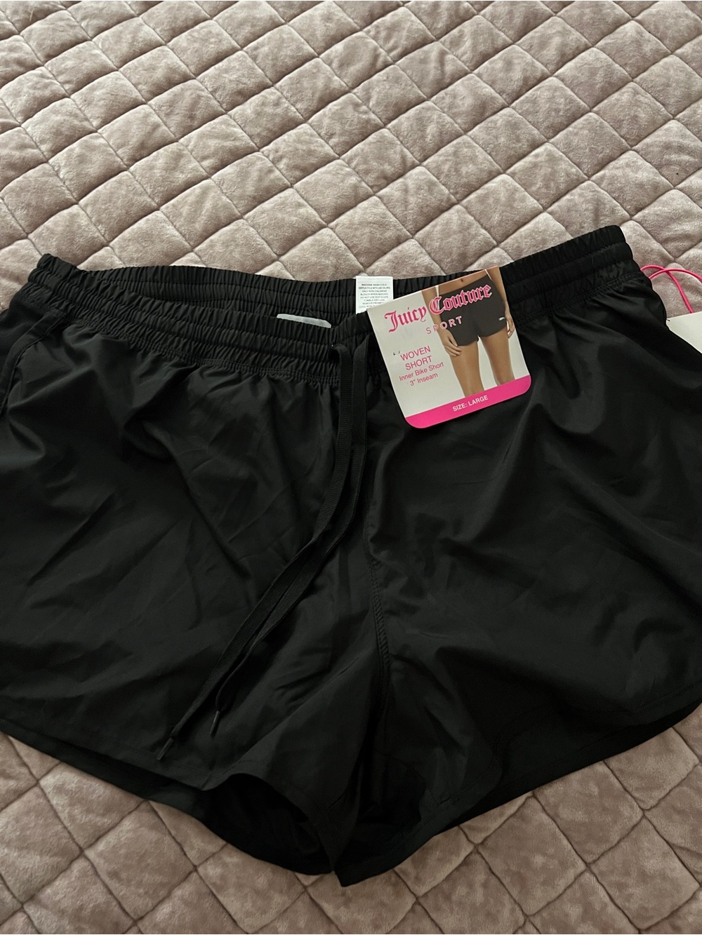 Juicy Couture Black Athletic Woven Shorts with Drawstring